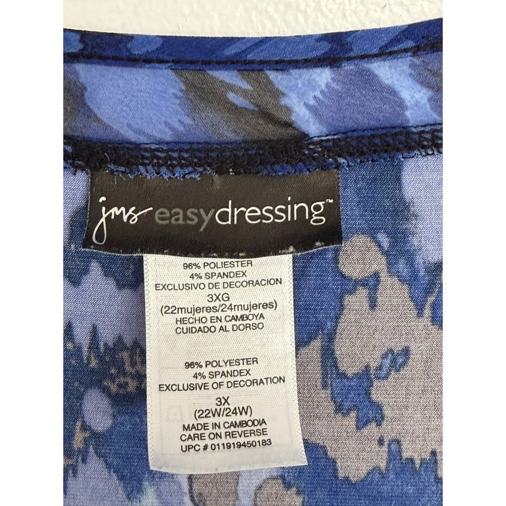 JMS Easy Dressing 3X Blue Leopard Print 3/4 Sleeve Tunic Top J266 Dark Royal - Picture 2 of 10